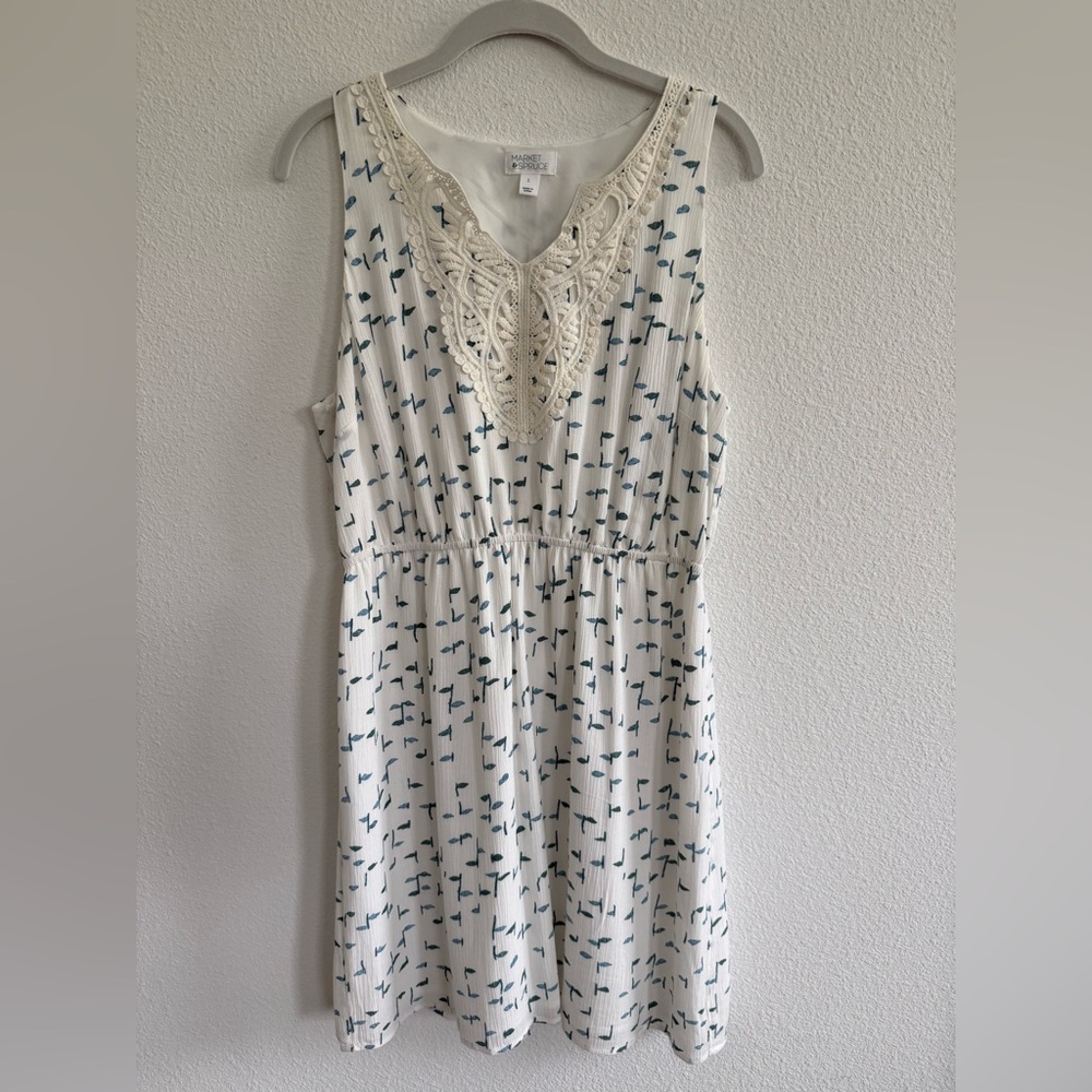 Market & Spruce Cream Embroidered Mini Dress